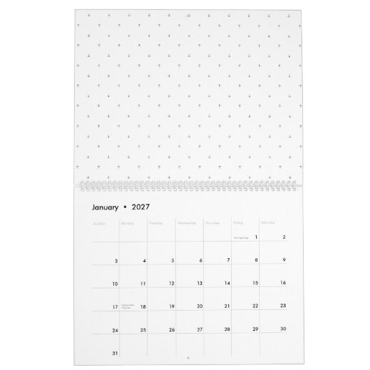 Calendrier Petits, gris foncé plus des signes et des points d (Jan 2027)
