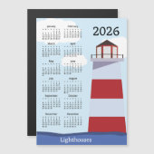 Calendrier Phare 2026 Carte Magnétique (Devant / Derrière)