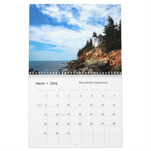 Calendrier Phare photographique de la côte du Maine 2025 (Mar 2026)