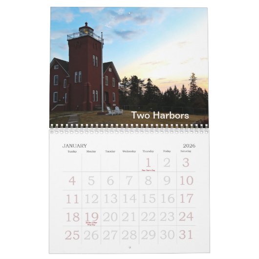 Calendrier Phares du Minnesota (Jan 2026)