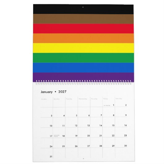 Calendrier Philly Pride diversité drapeau arc-en-ciel (Jan 2027)