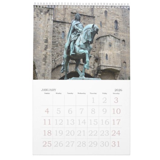 Calendrier photo 12 mois Barcelone, Espagne (Jan 2026)