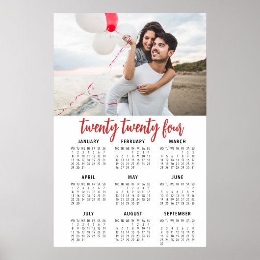Calendrier photo 2019 1 page affiche rouge (Devant)