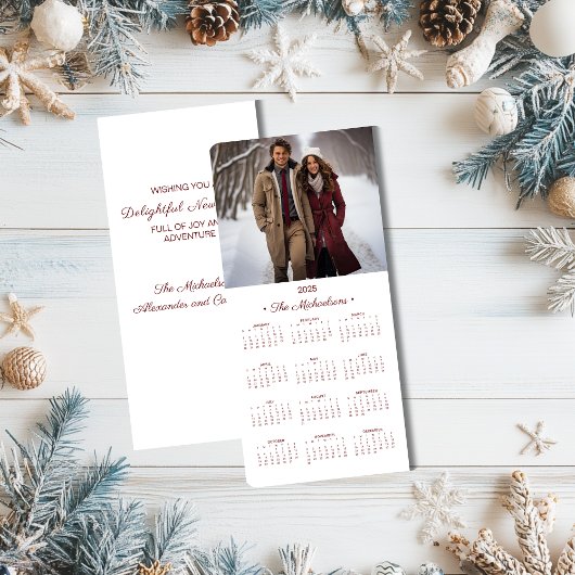 Calendrier photo 2025 4x9 Carte de vacances rouge/