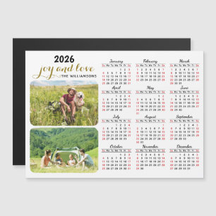 Calendrier photo 2025 Magnet blanc noir rouge pers