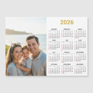 Calendrier photo 2026 Carte magnétique dorée pou