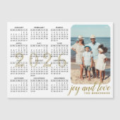 Calendrier photo 2026 Magnet moderne Noir Blanc Or (Devant)