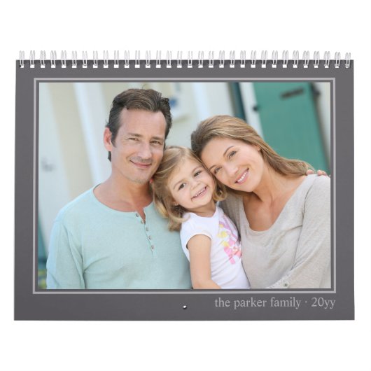 Calendrier Photo 2027 avec une image par mois Gris (Protection)