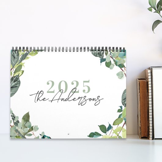 Calendrier photo aquarelle rustique de verdure 202