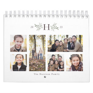 Calendrier Photo collage rustique monogramme photo