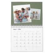 Calendrier Photo collage sauge vert famille scrapbook (Mar 2026)