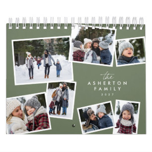 Calendrier Photo collage sauge vert famille scrapbook