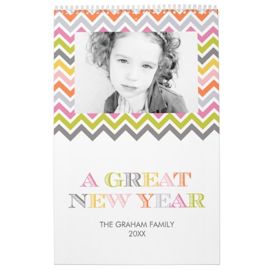 Calendrier photo coloré Chevron (Protection)