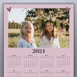 Calendrier photo de famille 2024 Magnet Pink
