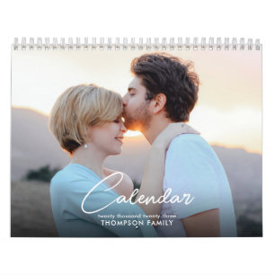 Calendrier Photo de famille de script minimaliste moderne