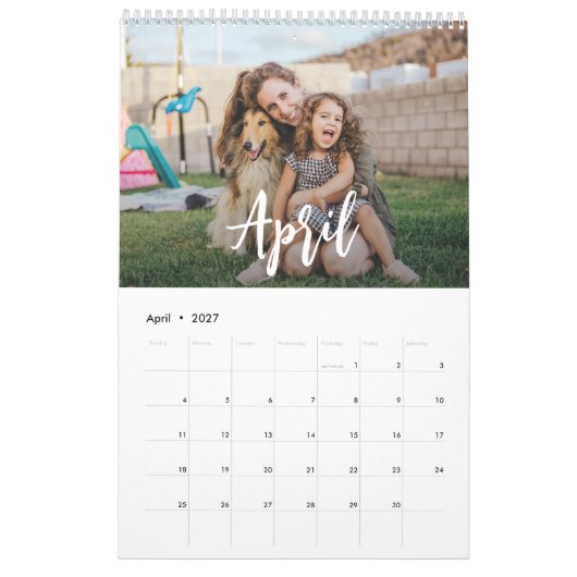 Calendrier photo de famille de script rustique (Apr 2027)