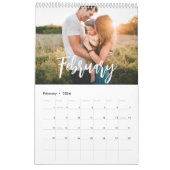 Calendrier photo de famille de script rustique (Feb 2026)