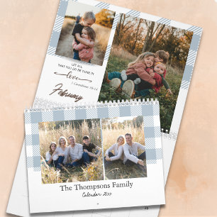 Calendrier Photo de famille en plaid bison bleu poussiéreux a