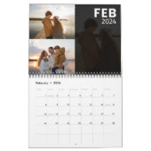 Calendrier photo de famille gris moderne 2024 (Feb 2026)