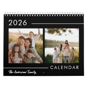Calendrier Photo de famille minimaliste moderne noir et blanc