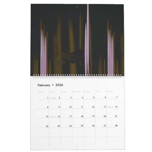 Calendrier photo en noir et blanc d'un bâtiment (Feb 2026)