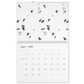 Calendrier photo en noir et blanc d'un troupeau d'oiseaux (Mar 2026)