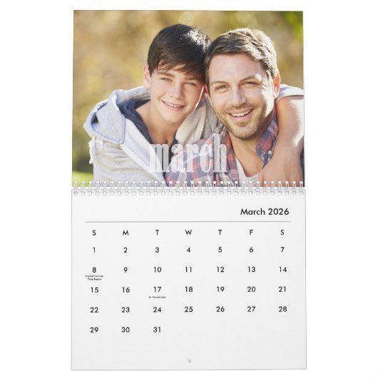 Calendrier photo famille, Calendrier modifiable (Mar 2026)