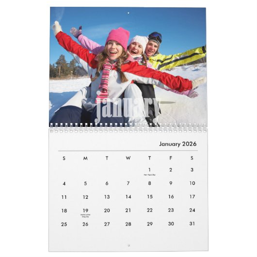 Calendrier photo famille, Calendrier modifiable (Jan 2026)