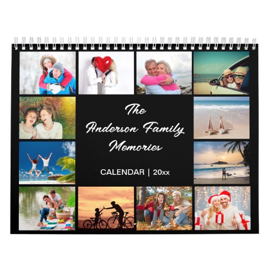 Calendrier photo famille, calendrier noir modifiab (Protection)