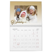 Calendrier Photo Famille, Fleur Or Modifiable (Jan 2027)