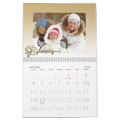 Calendrier Photo Famille, Fleur Or Modifiable (Jan 2026)