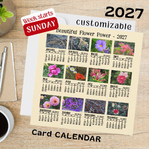 Calendrier Photo Fleur 2027 Dimanche Semaine Carte