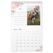 Calendrier photo floral rose pâle avec notes (Jan 2027)