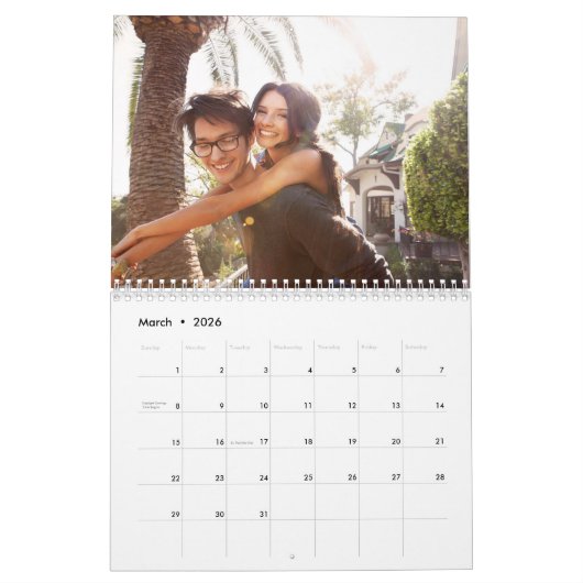Calendrier photo Mariage bleu clair (Mar 2026)