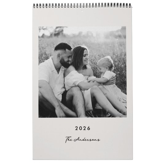 Calendrier photo minimaliste moderne 2026 (Protection)