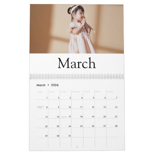 Calendrier Photo moderne 2026 (Mar 2026)