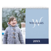 Calendrier Photo Monogramme Moderne Bleu Clair (Protection)