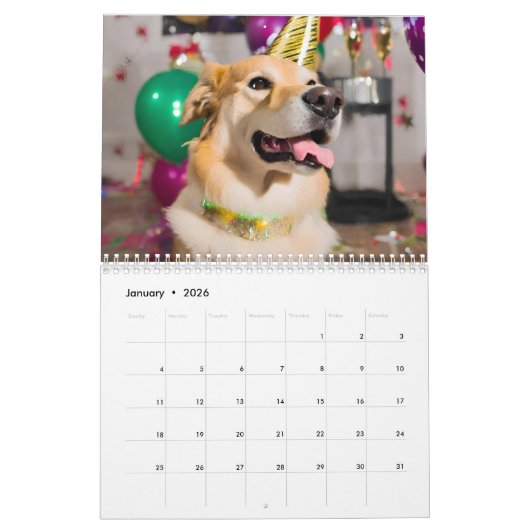 Calendrier photo personnalisé - Chien, Animaux dom (Jan 2026)