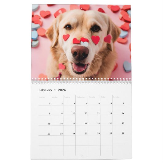 Calendrier photo personnalisé - Chien, Animaux dom (Feb 2026)