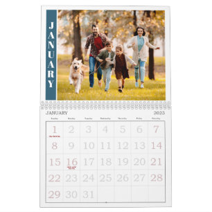 Calendrier Photo simple moderne par mois et collage sur couve