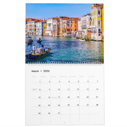Calendrier photo Venise (Mar 2026)