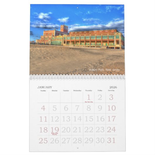 Calendrier Photographie de plage de rivage de New Jersey de (Jan 2026)