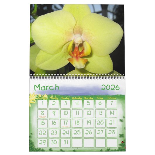 Calendrier photographique des orchidées (Mar 2026)