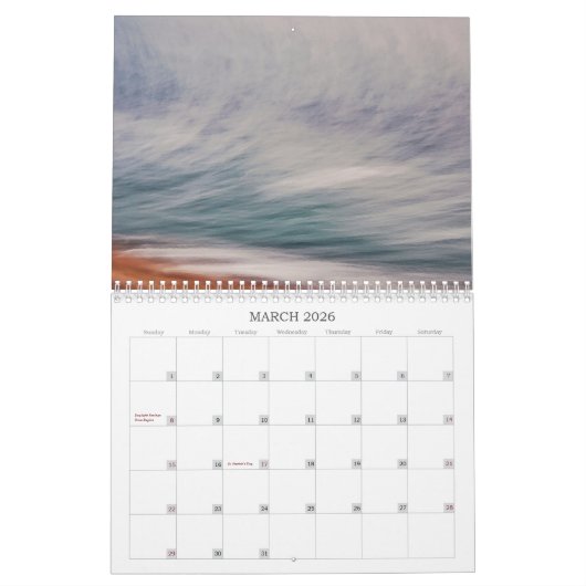 Calendrier photographique des plages et des océans (Mar 2026)