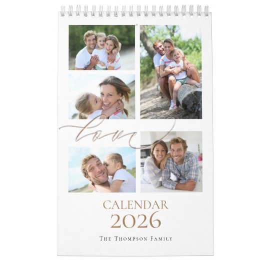 Calendrier Photos de famille Collage Love Script 2025 (Protection)