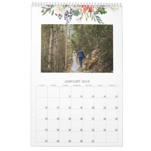 Calendrier Photos mensuelles du feuillage d'aquarelle saisonn