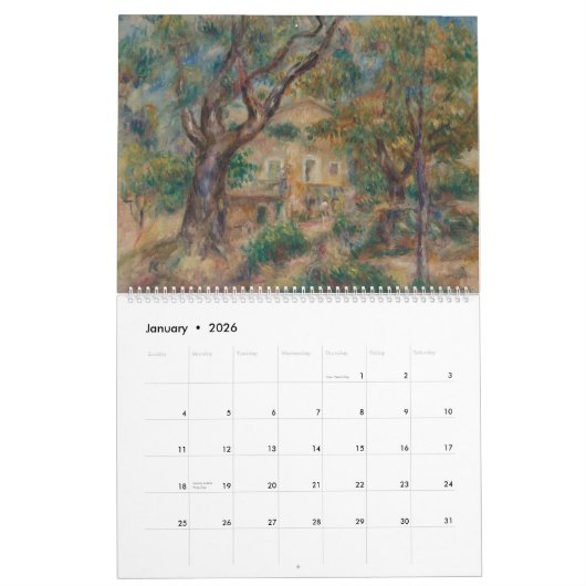 Calendrier Pierre-Auguste Renoir (Jan 2026)