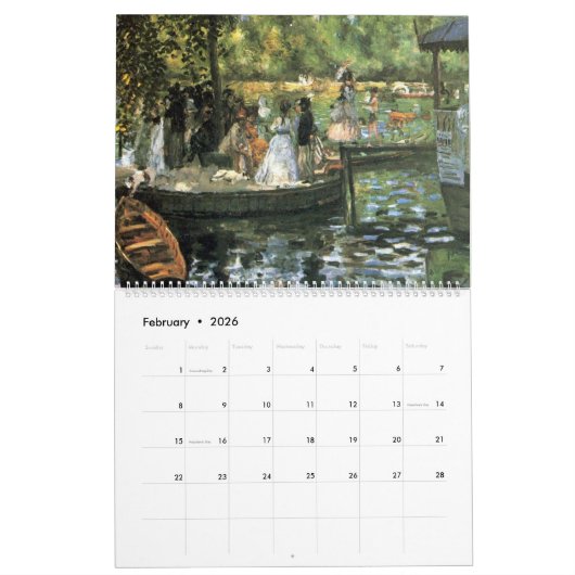 Calendrier Pierre-Auguste Renoir Impressionnisme (Feb 2026)