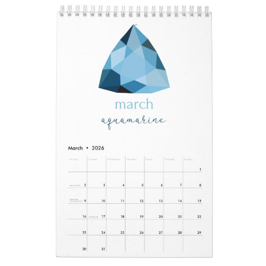 Calendrier Pierres précieuses (Mar 2026)