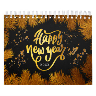 Calendrier Pine Gold du Nouvel An Elegant Corporate Party